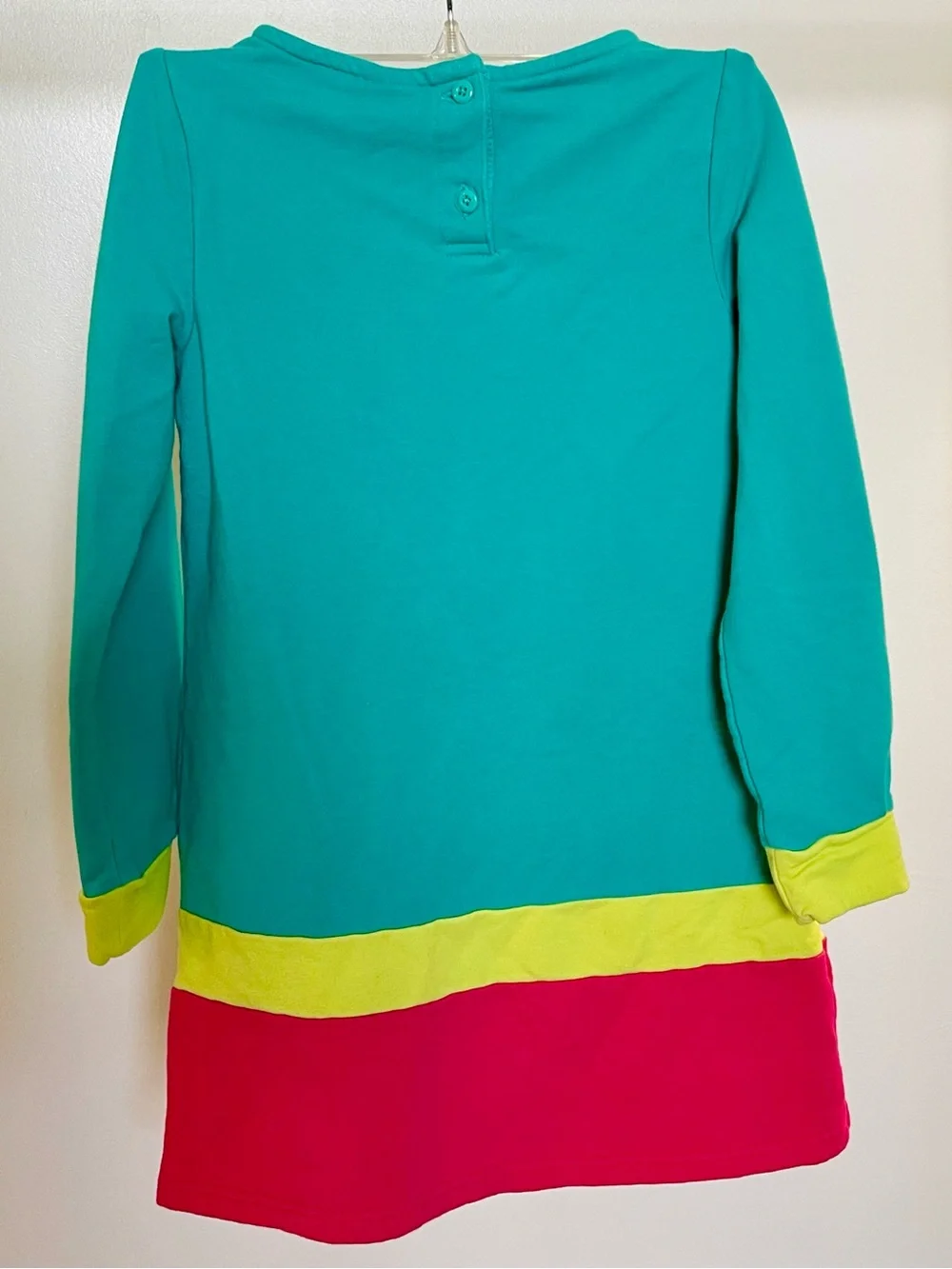 Gymboree Teal Pink Neon Colorblock Sailor Button Shift Dress Girls Size 8